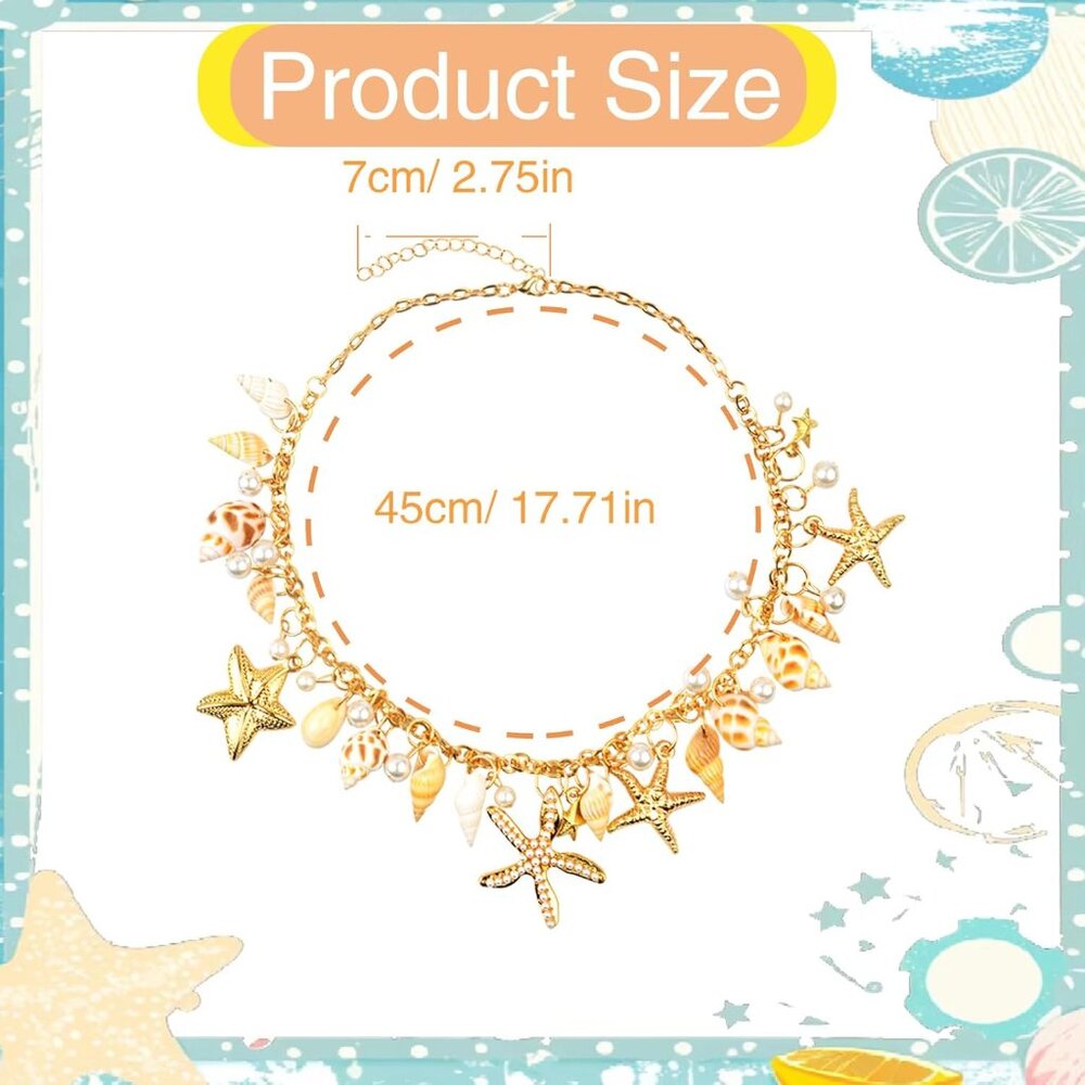 Versatile Chunky Shell Necklace With Starfish Pen… - image 2